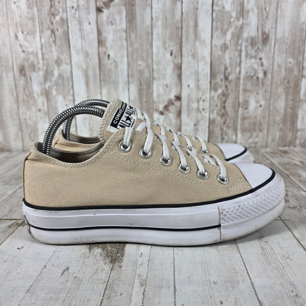Converse Chuck Taylor All Star Lift Platform Beige Canvas Sneakers A03542C 8W